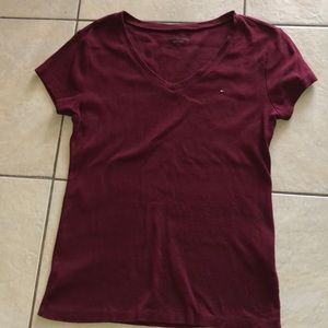Tommy Hilfiger burgundy v-neck size large women’s shirt